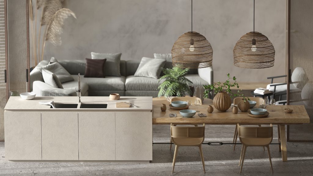 Microcement Wall in a modern Kitchen